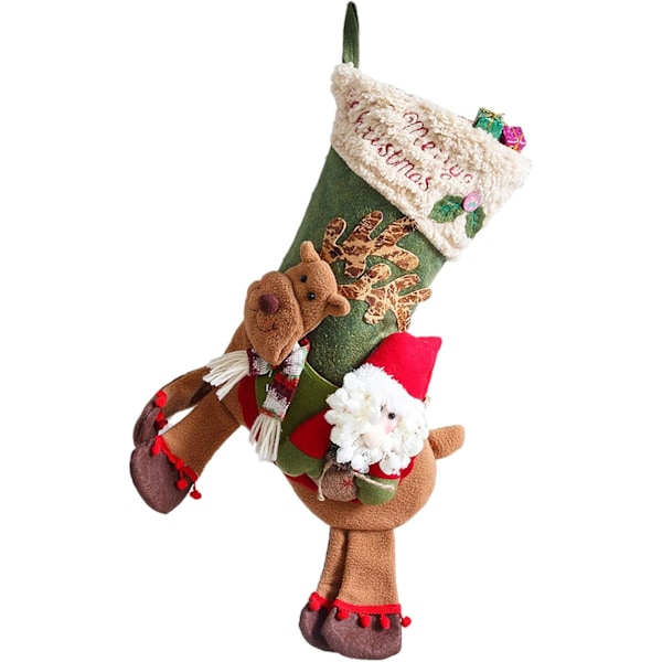 Stor Julstrumpa, Design med Jultomte och Snören