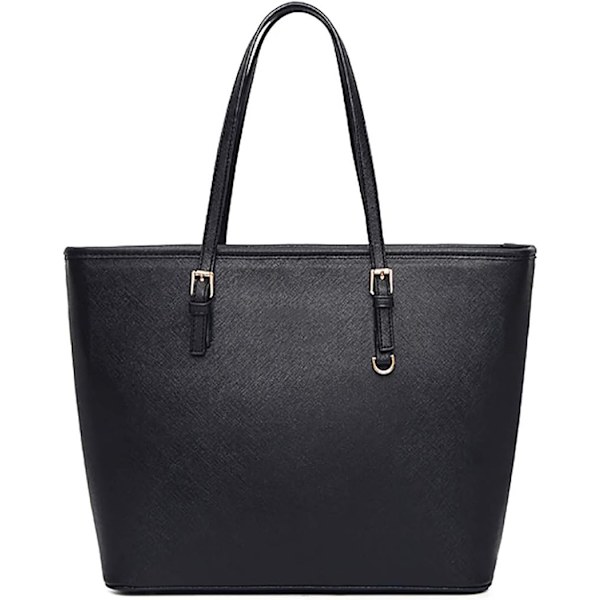 Håndtasker til kvinder, sort taske, stor håndtaske, kvinders skuldertaske, elegant håndtaske, taske med justerbar lynlåslomme til indkøb (sort)