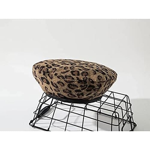 Beret Fransk Artist Leopard Beret Dame Høst Vinter Hatt Justerbar