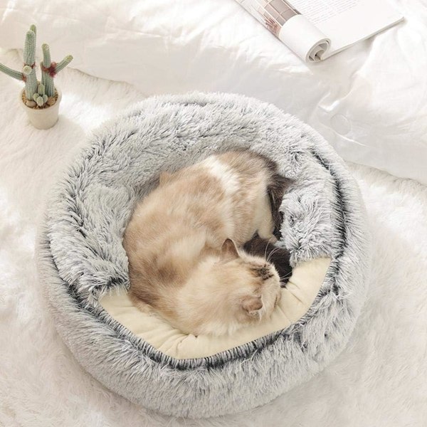 Mjuk Djurkorg, Donut Halvsluten Varm Korg för Hund Katt