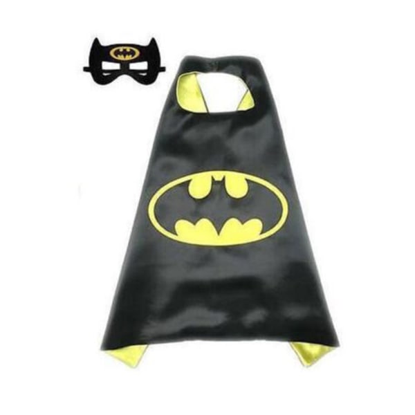 Superhjälte Cosplay Kappor + Ögonmask för Barn Halloween Kostym Gul Batman