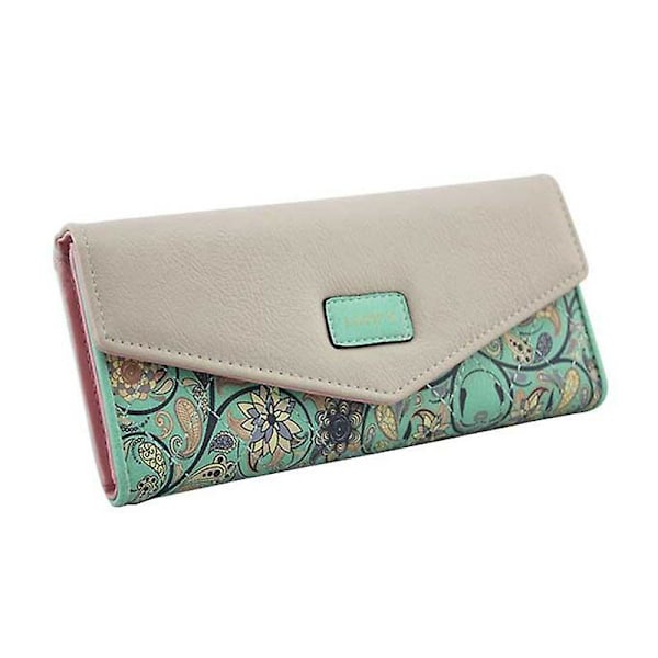 Lang Damepung med Blomsterprint Clutch Taske Pu Læder Kuvert
