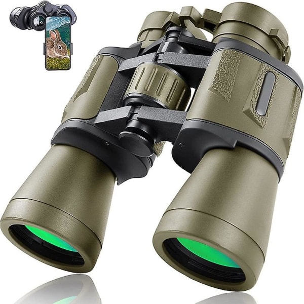 20x50 Militærkikkert til voksne med smartphone-adapter - Kompakt vandtæt taktisk kikkert til fuglekiggeri, jagt, vandring, koncert - XM1- Mud