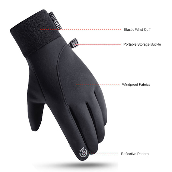 Termohandskar Vattentäta Handskar För Vinter, Handskar För Kvinnor Män black-KK1- black M