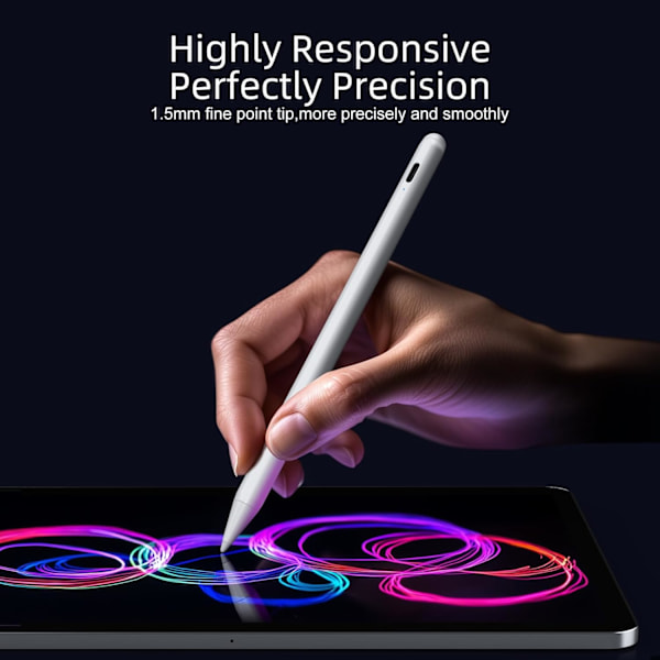 Styluspenn for iPad 9. og 10. generasjon - 2X rask lading aktiv penn kompatibel med 2018-2024 Apple iPad Pro 11\"/1