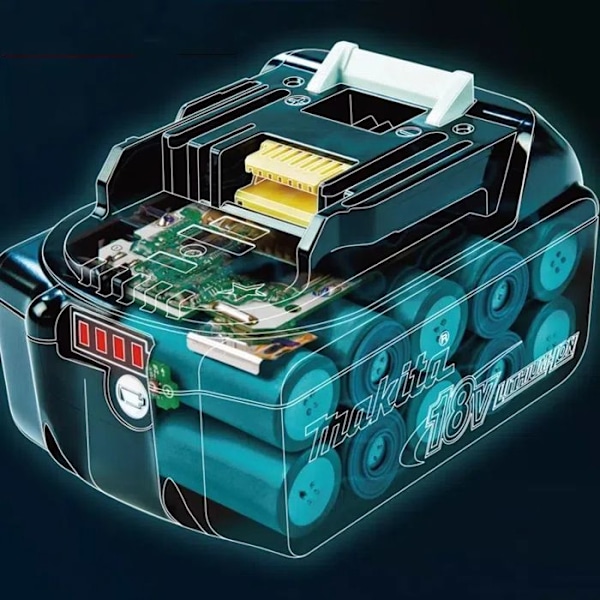 Makita batteri 6000mAh reel kapacitet Li-ion 18V 6,0Ah til Makita BL1860 BL1850 BL1845 BL1840 BL1830-XM3- Svart