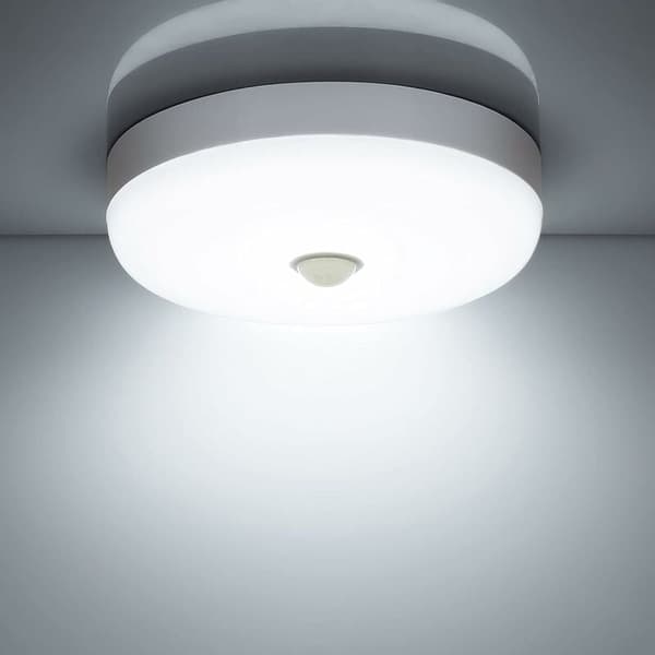 Wireless Ceiling Light with Dusk Sensor, Rechargeable Battery Motion Sensor Light for Garage, Easy Installation 6500K Daylight-FM-