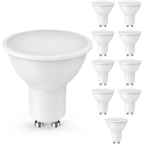 GU10 LED-lampa, 10-pack, GU10 LED 5W, motsvarande 50W halogenlampa, varmvit 3000K 450LM, ljus och ögonskyddande, ej dimbar - XIN