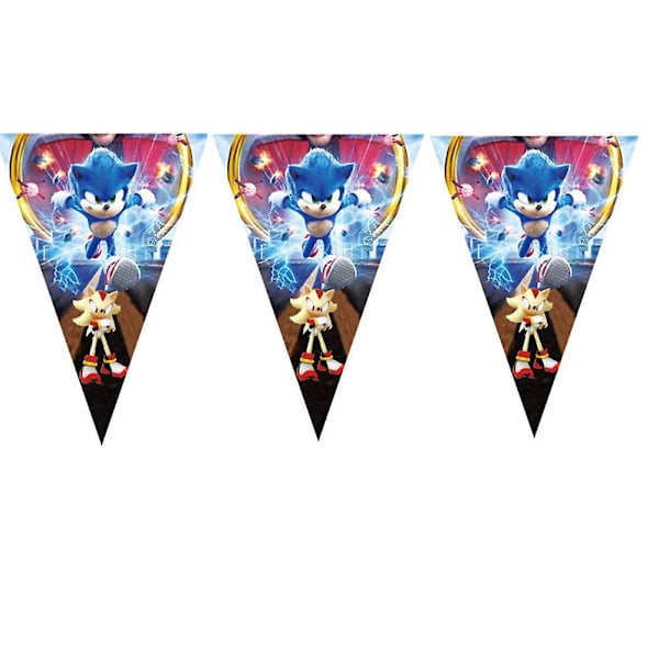 Sonic födelsedagsfesttillbehör tecknade festdekorationer inkluderar banderoll, duk, servetter, bordsartiklar, tallrikar, cupcake-dekorationer-XM1-