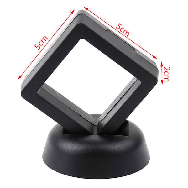 Neliönmuotoinen 3D kelluva koru kolikon esittelykehys pidike laatikko kotelo w Black-KK1- Black 5*5*2cm
