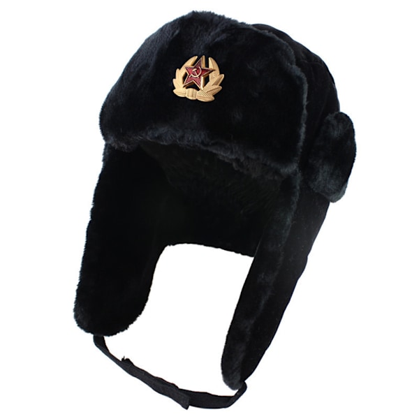 Russisk Ushanka Badge Bomber Hat Pilot Hat Vinterhue med Øreklapper Vinter Varm Hue-KK1- 0.3