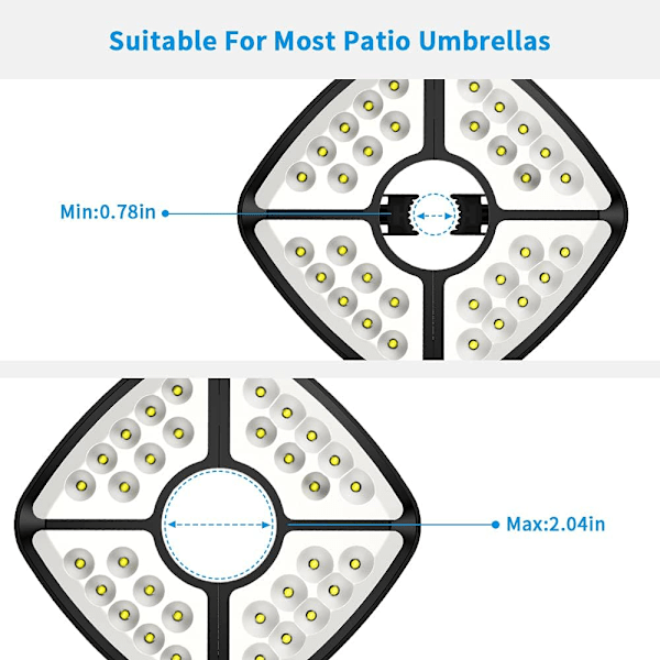 32 LED Ladattava Puutarhavarjon Valo, Aurinkovarjon Valo