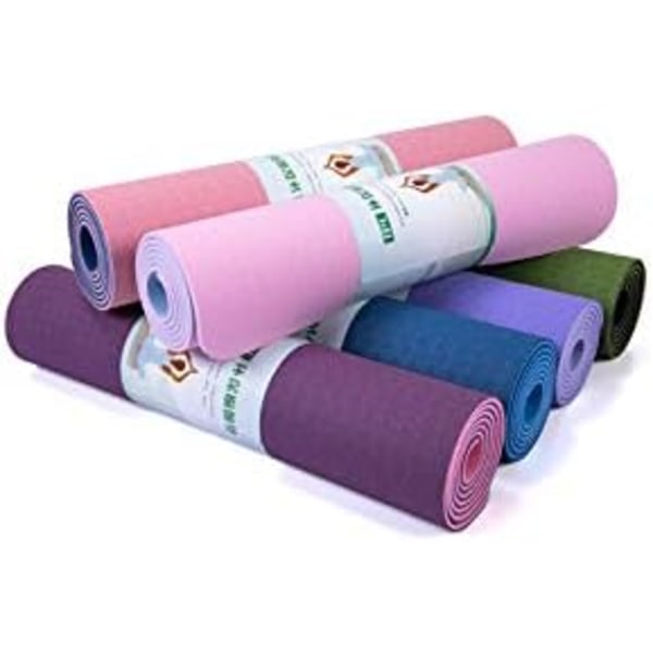 Yogamatta för kvinnor, professionell, halkfri, förlängd, förtjockad, breddad, fitness, ljusrosa + is