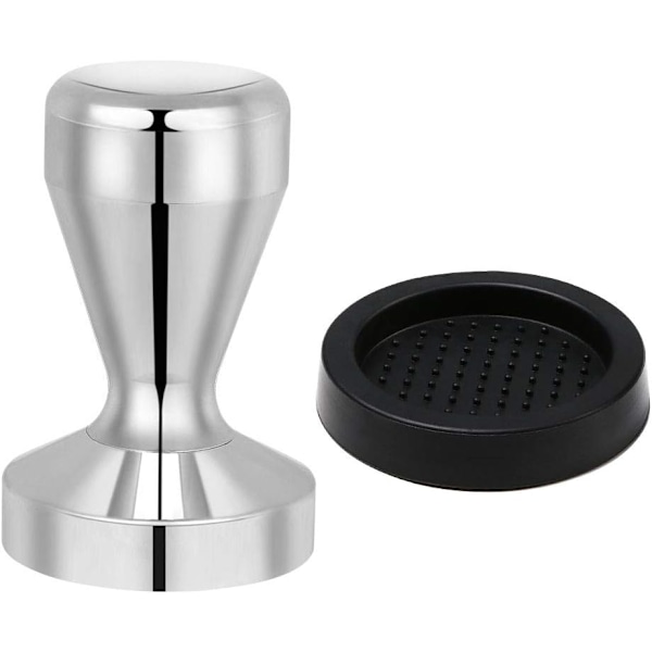51mm Kaffepress i Rostfritt Stål, Kaffepressare, Espresso Kaffe Tamper Kökstillbehör med Silikonkudde