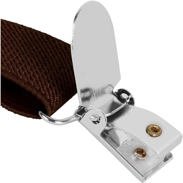 4 Klips X-Formet Herrebukseseler Justerbare Elastiske Herrebukseseler Herre Bryllup Formelle Avslappende Bukseseler (Kaffe)