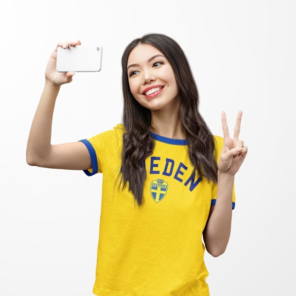 Sverige T-shirt med Sweden tryk med Sverige mærke Ringer trøje Gul Yellow xxl