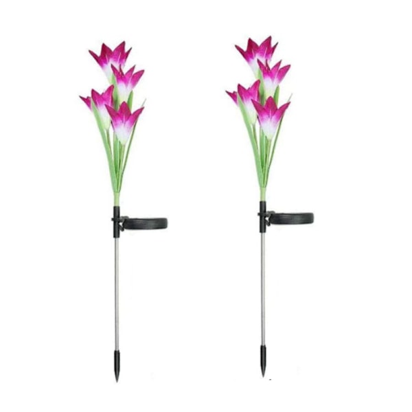 2x Solcelledrevet Lilje Blomsterhave Lys Lila