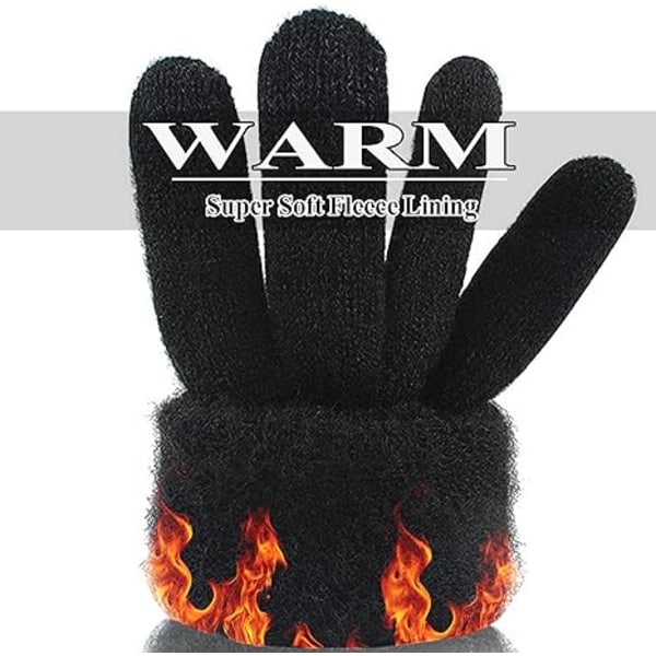 Damers Vinterstrikkede Hansker TouchScreen Teksting Fleece Votter