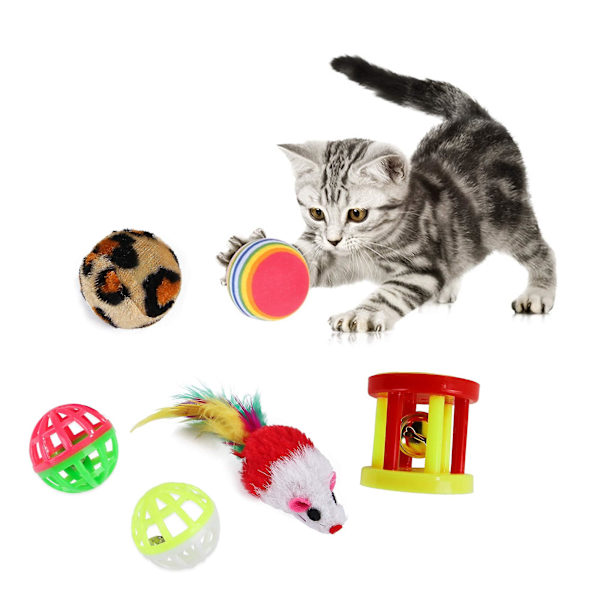 21 stykker kattelegetøj, Kitty Toys Assorted, kattetunnel fjer teaser trollspøg mus mus bolde og klokker legetøjssæt til kat