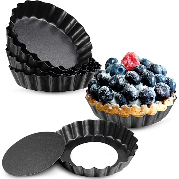 10 Stykker 4 Tommers Mini Terteform med Avtakbar Bunn, Nonstick-XM2-