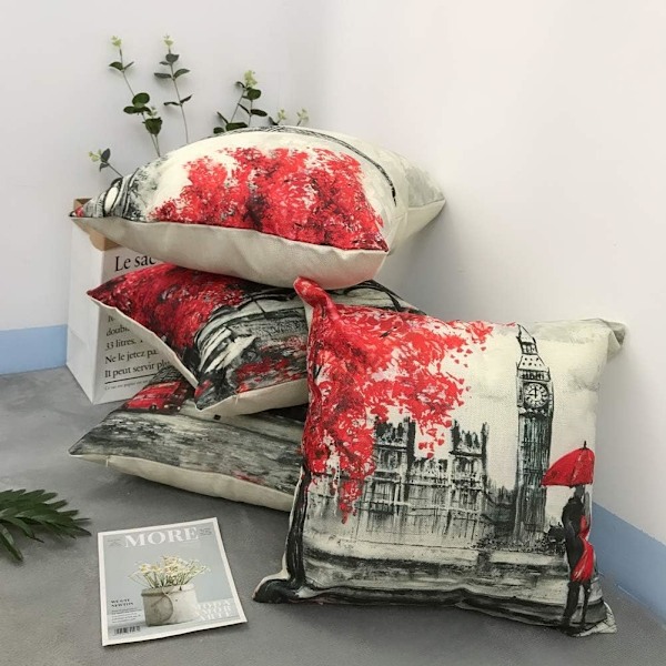 Koristetyynynpäälliset 45x45 cm Musta & Punainen Väri Eiffel-torni-XM2-