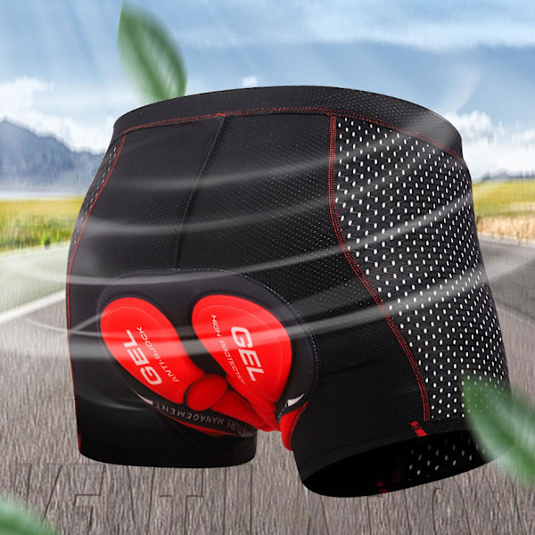 Vadderade Cykelbyxor Cykelunderställ 5D Andningsbara Byxor Shorts Mtb Kvinnor Män Röd Svart Red  Black XL