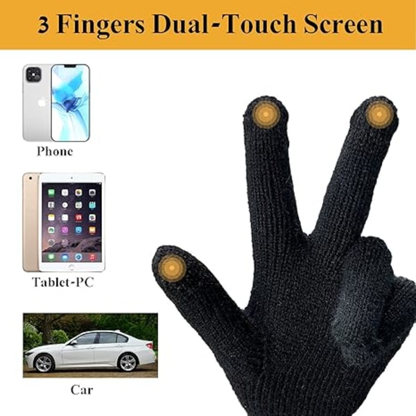 Dam Vinterstickade Handskar Touchscreen Textning Fleece Vantar