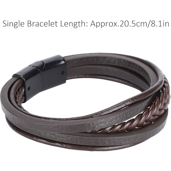 Vintage Mode Armbånd, Retro Læder Vævet Armbånd, Messer til Venner Rejse Souvenirs Familie (Brun Læder Sort Spænde)