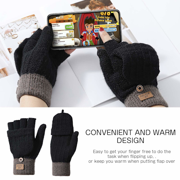 Damehandsker vinter touchscreen handsker strikkede fingerhandsker-XM2-
