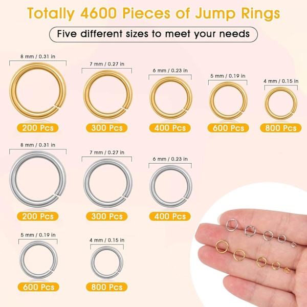 DIY smykketilbehør 4600 springringe lukkede ringe åbne ringe ringe smykketilbehør Gold and silver