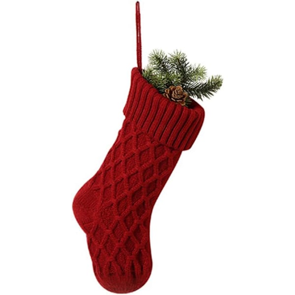 Stickad Julstrumpa, 1 st 38 cm Julstrumpor för Upphängning vid Öppen Spis