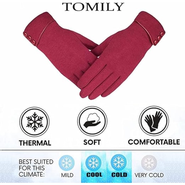 Dam Touch Screen Fleece Vindtäta Handskar Vinter Varma