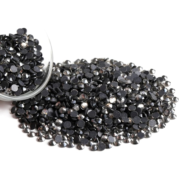 8000 Hot Fix Strass -kiveä, Musta timantti, SS6, 1,9–2,1 mm vaatteisiin ja askarteluun, Musta timantti, Musta timantti SS6-X74- SS6 Black Diamond