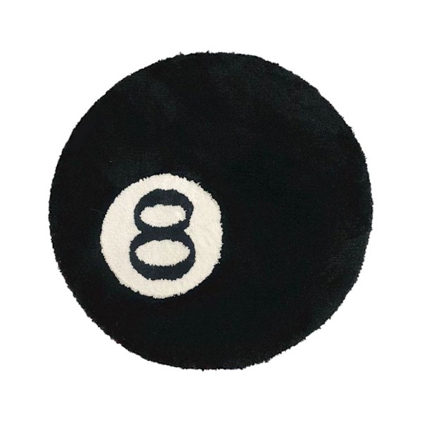 S-JIANG Simulert Biljard 8 Ball Matte Rund Tufting Myke Stoler blackC 100*100cm