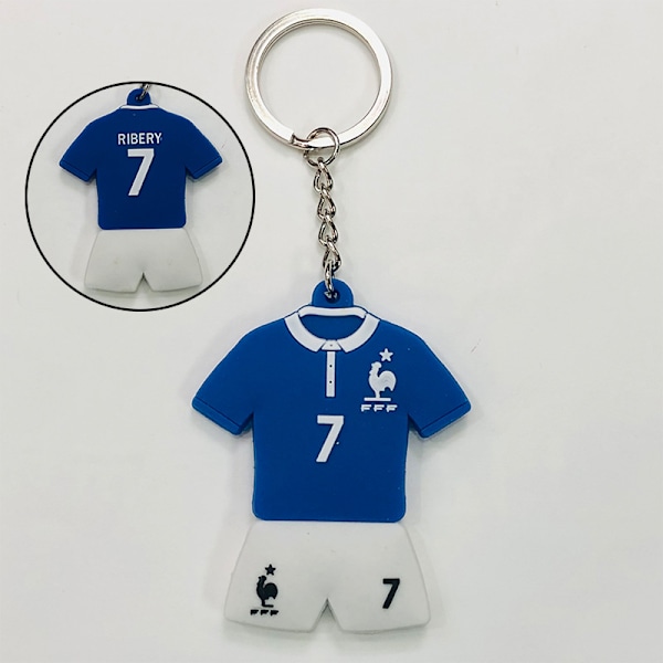 Gos- Fotballklubb VM Landslag Emblem PVC Mini Jersey Nøkkelring French No. 7 Ribery