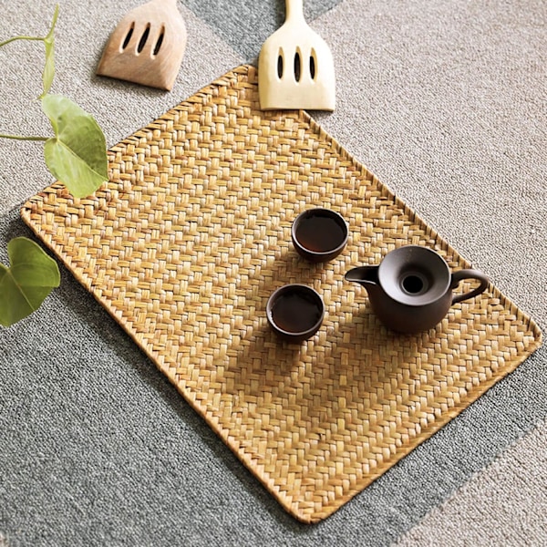 Käsintehdyt meriruohopöytätabletit, 4 kpl, 43 cm x 30 cm, käsinkudotut
