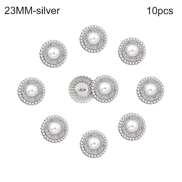 10 kpl Metallirhinestone-helminappeja Paitapainikkeet HOPEA hopea silver 23MM10pcs-10pcs