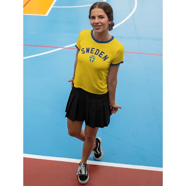 Sverige T-shirt med Sweden tryk med Sverige mærke Ringer trøje Gul Yellow xxl