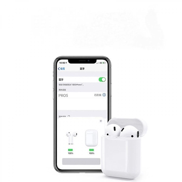 Pro 5 iPhone ja Android yhteensopivat Bluetooth-kuulokkeet, Langattomat Bluetooth-kuulokkeet, Kompaktit ja hienot, Helppokäyttöiset, Valkoiset