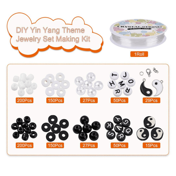 Yin Yang Lera Pärlor Bohemiska Svart och Vit för Halsband
