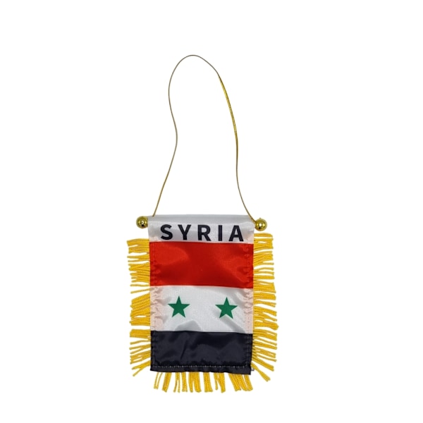 Riippuva lippu auton taustapeiliin imukupilla Syria