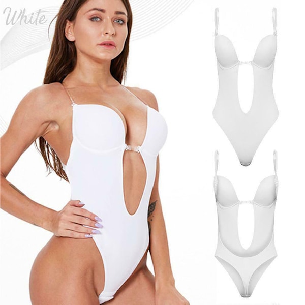 Naisten syvä V-aukkoinen olkaimeton seläton body brölläsiin Body Shaper Rintaliivi Shapewear U Plunge Uusi m skin color