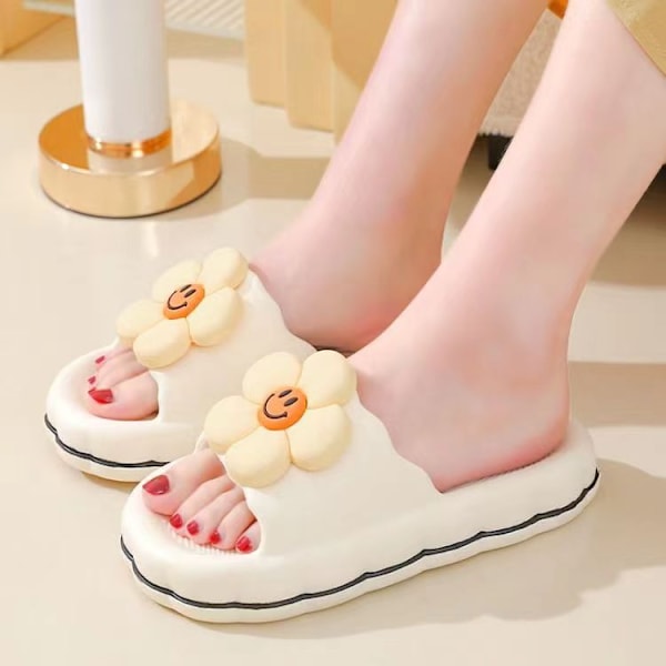 global Hot Rea Söta Blommor Badeværelse Skridsikre Slippers 36-Størrelse 41 white-KK1- white 40-41