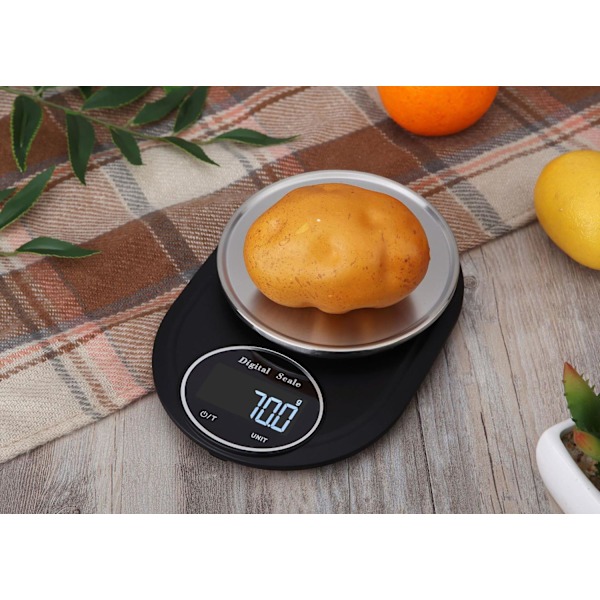 Digital Køkkenvægt 2 kg/0.1 g Rustfrit Stål Sort/Sølv