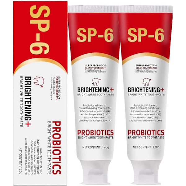 2 stk Sp-6 Probiotisk Opplysende Tannkrem, Dyprensende Tannkrem-XM1-
