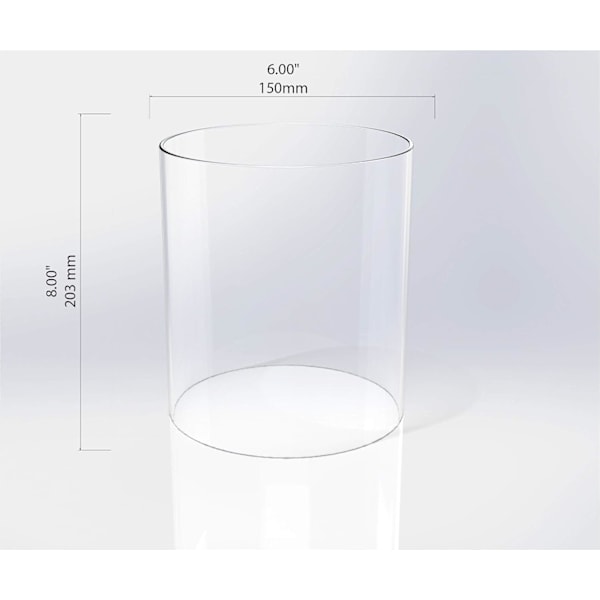 Stor Glaslykta för Orkanljus, Öppen i Båda Ändar, 15 cm Bred x 20 cm Hög Klar-XF5- Clear 6'' wide x 8'' tall