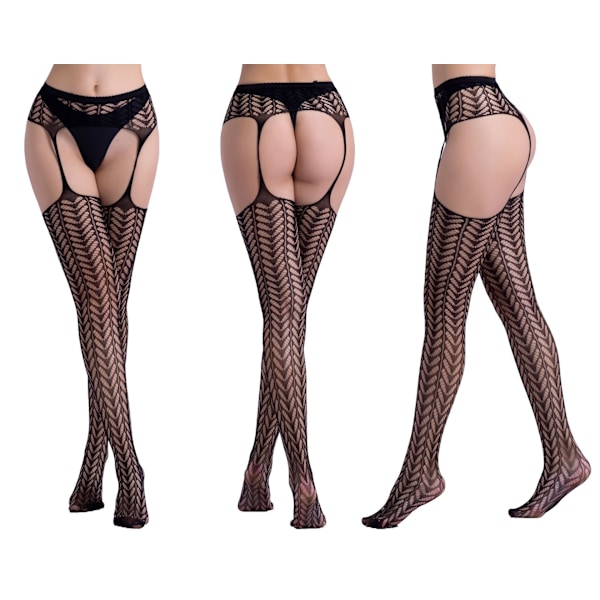 2-PAKKE Sexy nettstrømper for kvinner strømpebukser høye strømper nettstrømper-KK1- 6076 black