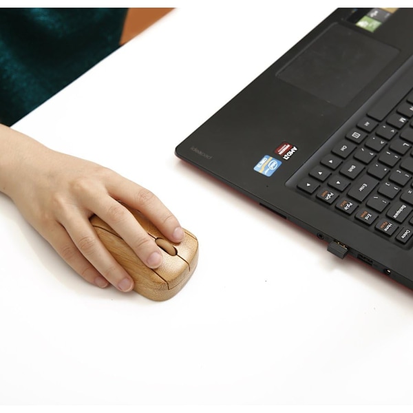 Trådløs optisk bambusmus med USB-modtager, egnet