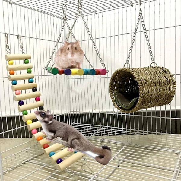 Fuglebur Legetøjssæt - 3 Pak Papegøjebur Legetøj Egern Hamster-XM2-