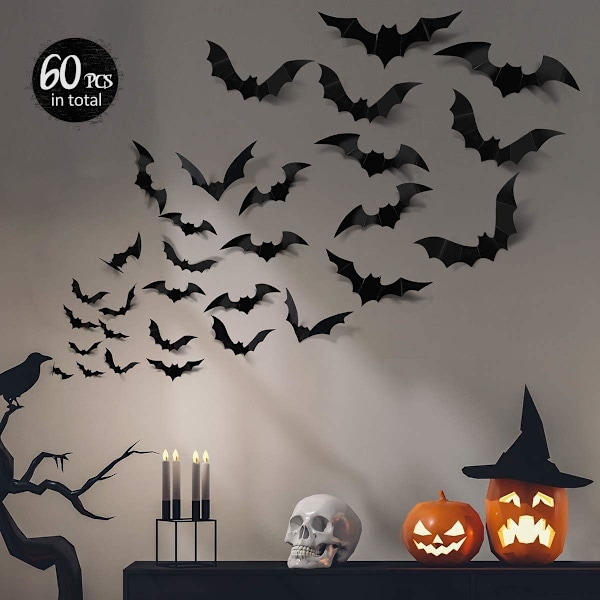 60 stk Halloween-festtilbehør PVC 3D-dekorasjon Realistisk